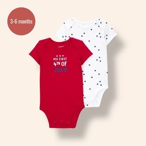 Carter’s Baby 2-Pack Bodysuit Set | 3–6M | My First 4th of July & Stars Onesies